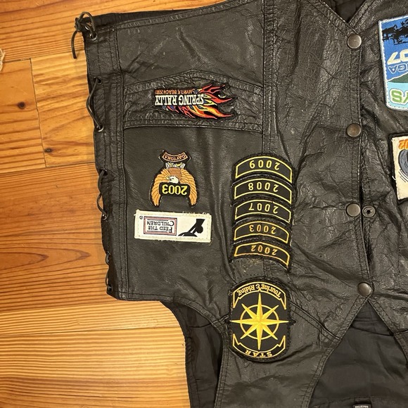 Vintage Leather Club Genuine Leather Moter Cycle Riding VestMens Size 50 - Picture 4 of 11